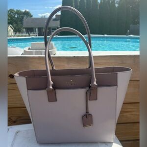 Kate Spade Cameron Street Havana Work Tote Shoulder Bag Open Top Pink Two Tone